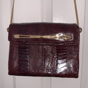 CSSalvis Creation - Rich Brown leather shoulder small handbag w/ gold hardware